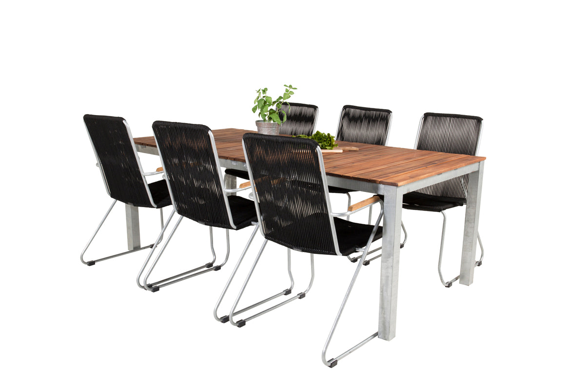 Dining Chair 2-pack Black + Rectangular Dining Table 74 x 200 x 100 Nature