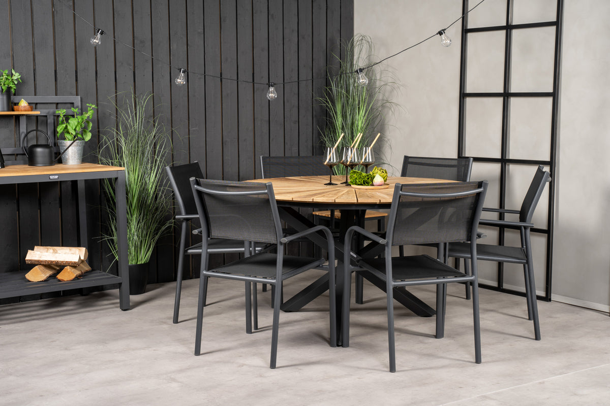 Round Dining Table ø140 Black + Dining Chair 2-pack Black