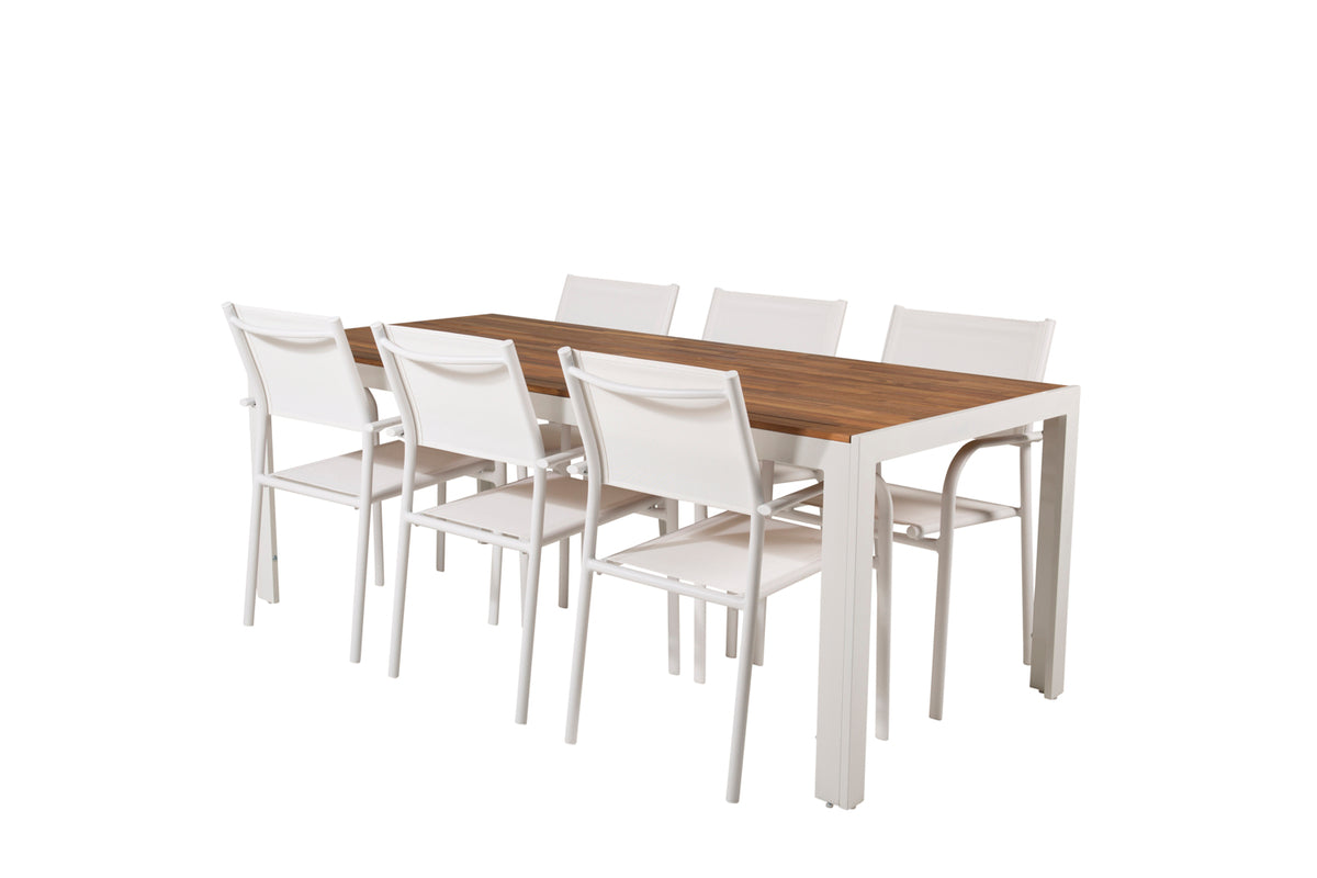 Dining Chair 2-pack White + Rectangular Dining Table 76 x 200 x 100 Nature