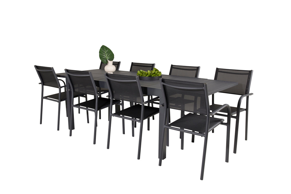 Dining Chair 2-pack Black + Rectangular Dining Table 75 x 160 x 100 Black