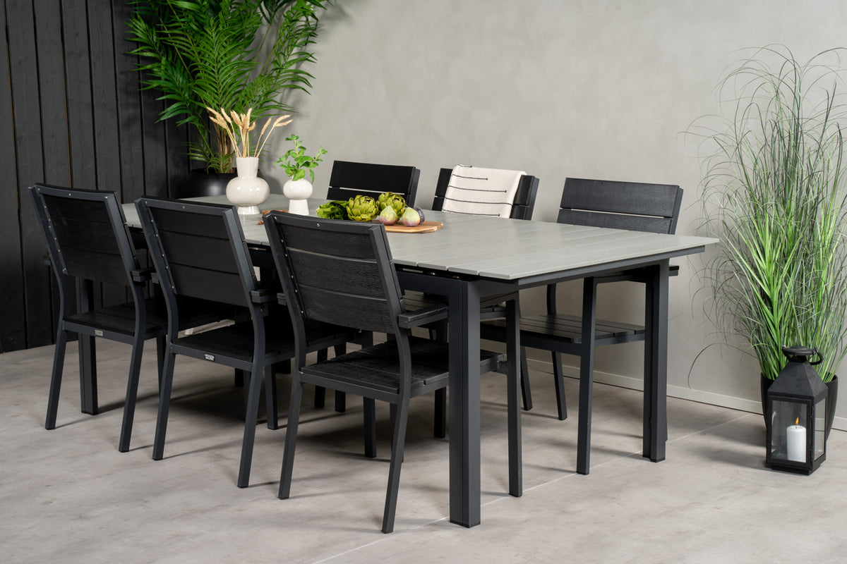 Rectangular Dining Table 75 x 229 x 100 Black + Dining Chair 2-pack Black