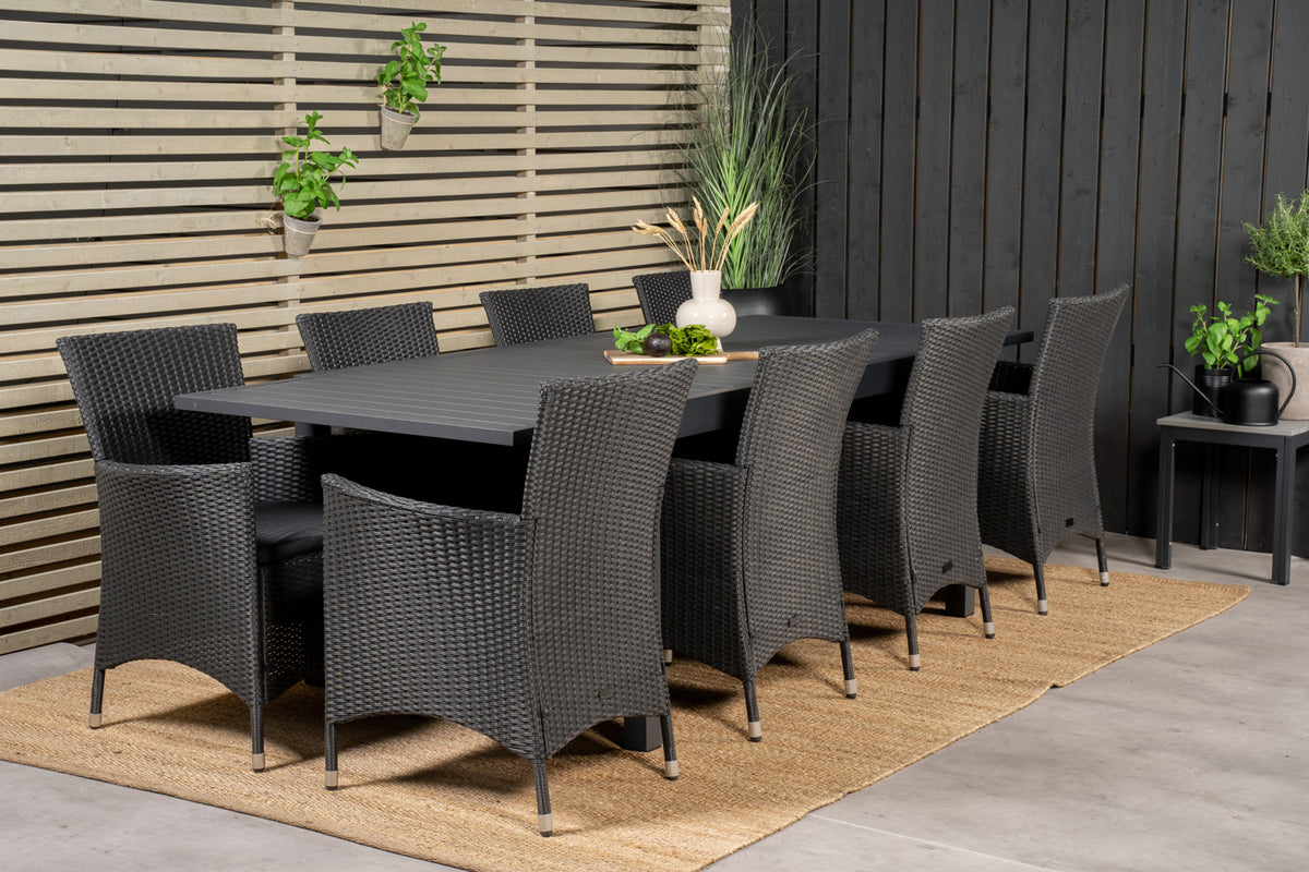 Dining Chair 2-pack Black + Rectangular Dining Table 75 x 160 x 100 Black