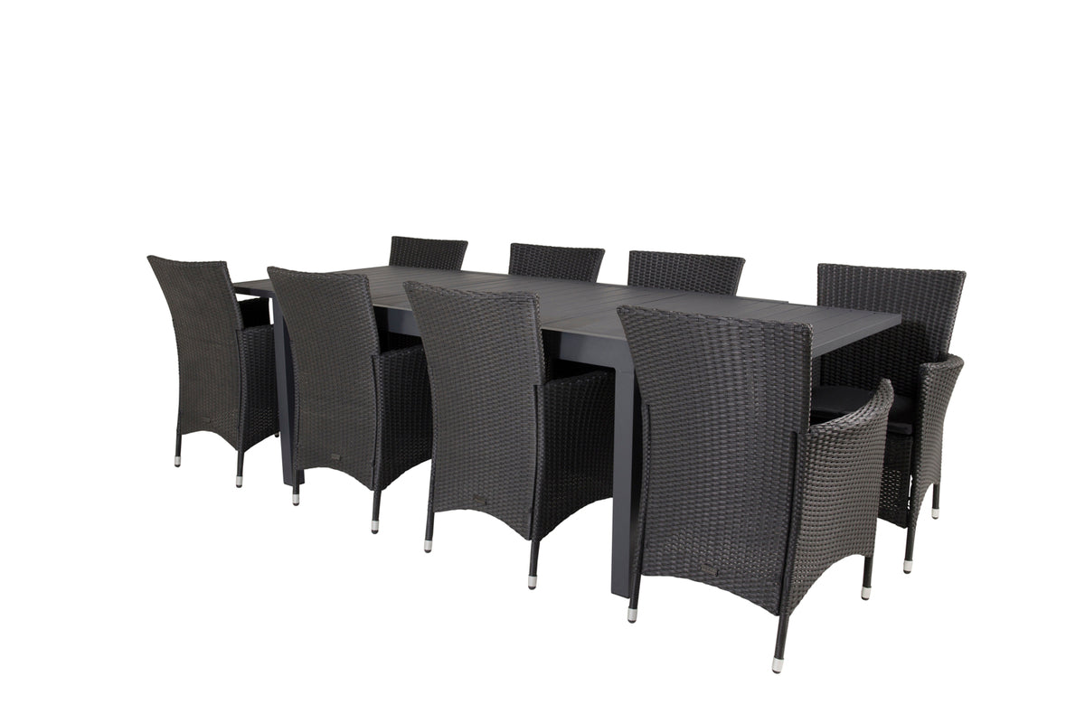 Dining Chair 2-pack Black + Rectangular Dining Table 75 x 160 x 100 Black