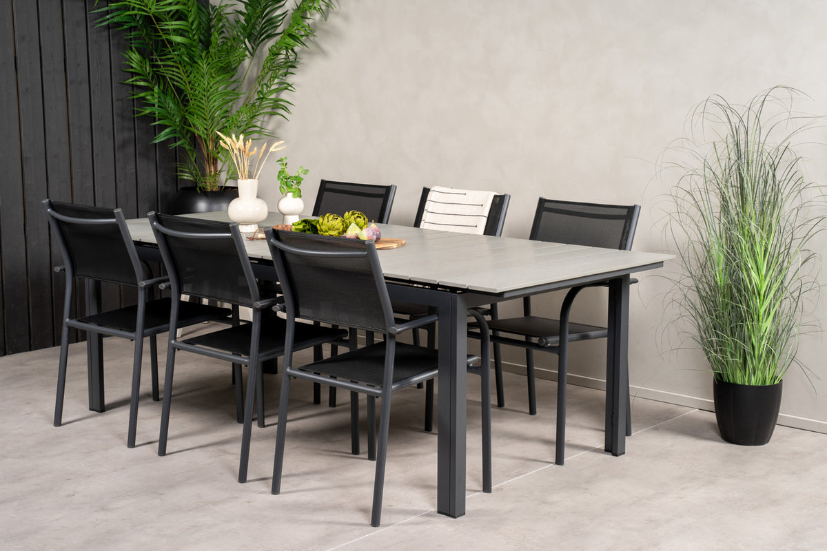 Rectangular Dining Table 75 x 229 x 100 Black + Dining Chair 2-pack Black