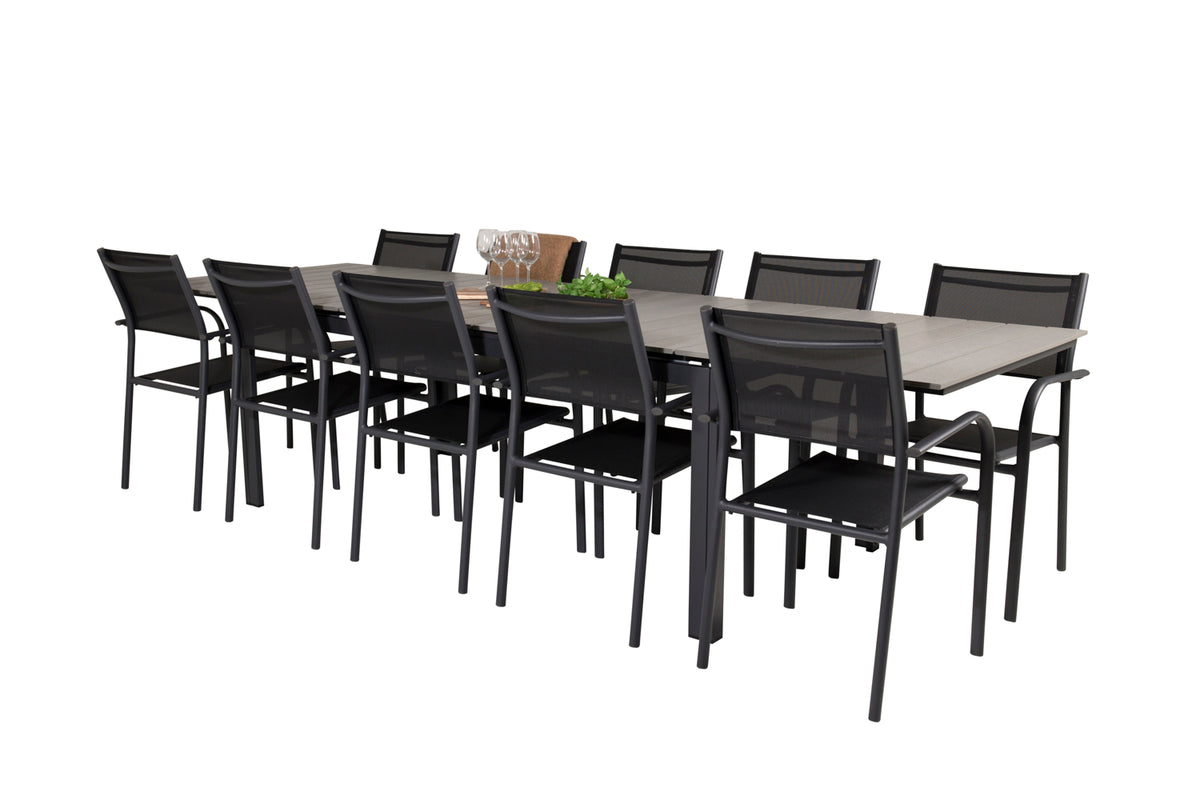 Rectangular Dining Table 75 x 229 x 100 Black + Dining Chair 2-pack Black