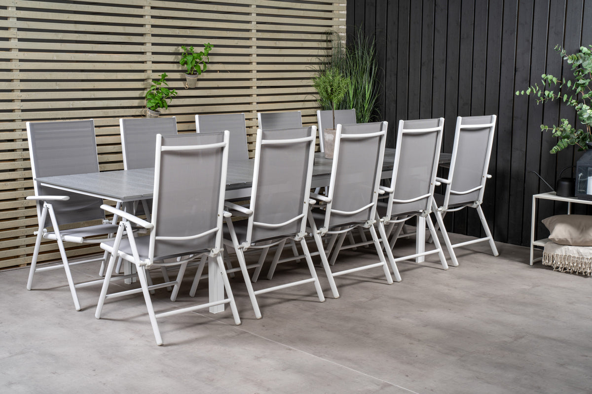 Rectangular Dining Table 75 x 229 x 100 White + Position Chair 2-pack Grey