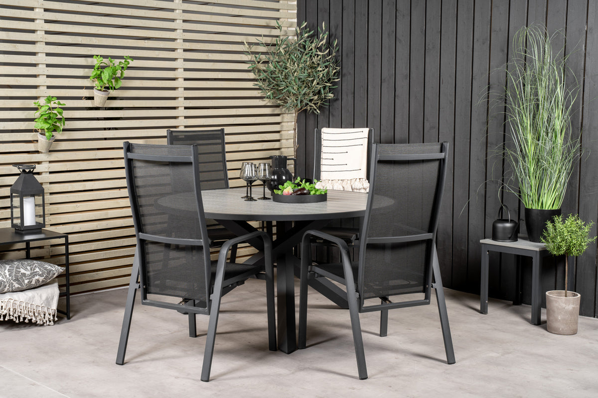 Dining Set Black Dark Grey
