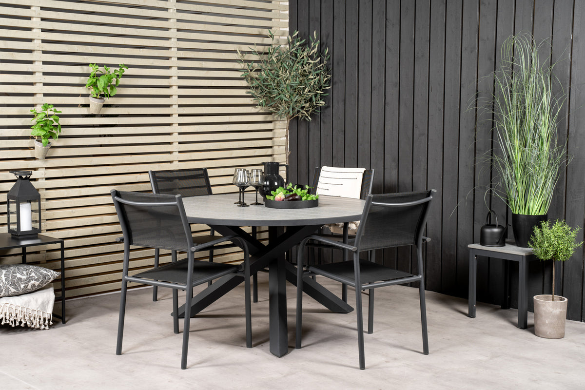 Dining Set Black Dark Grey