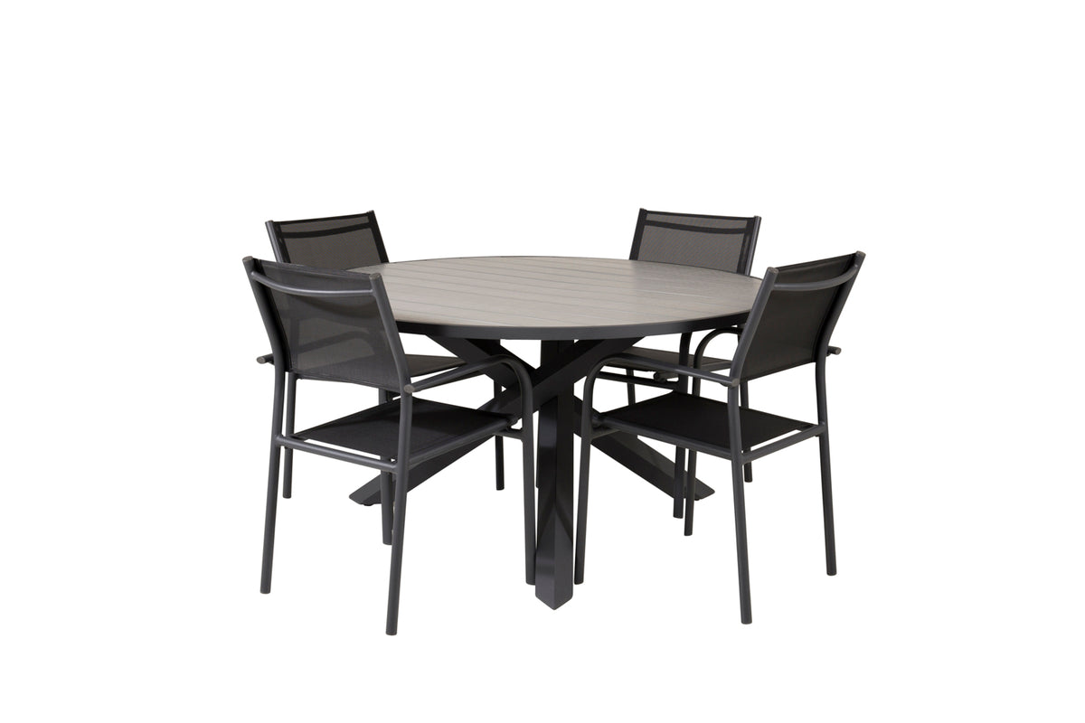 Dining Set Black Dark Grey