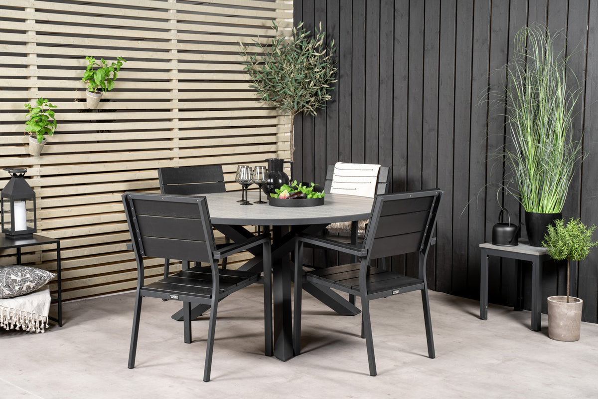 Dining Set Black Dark Grey