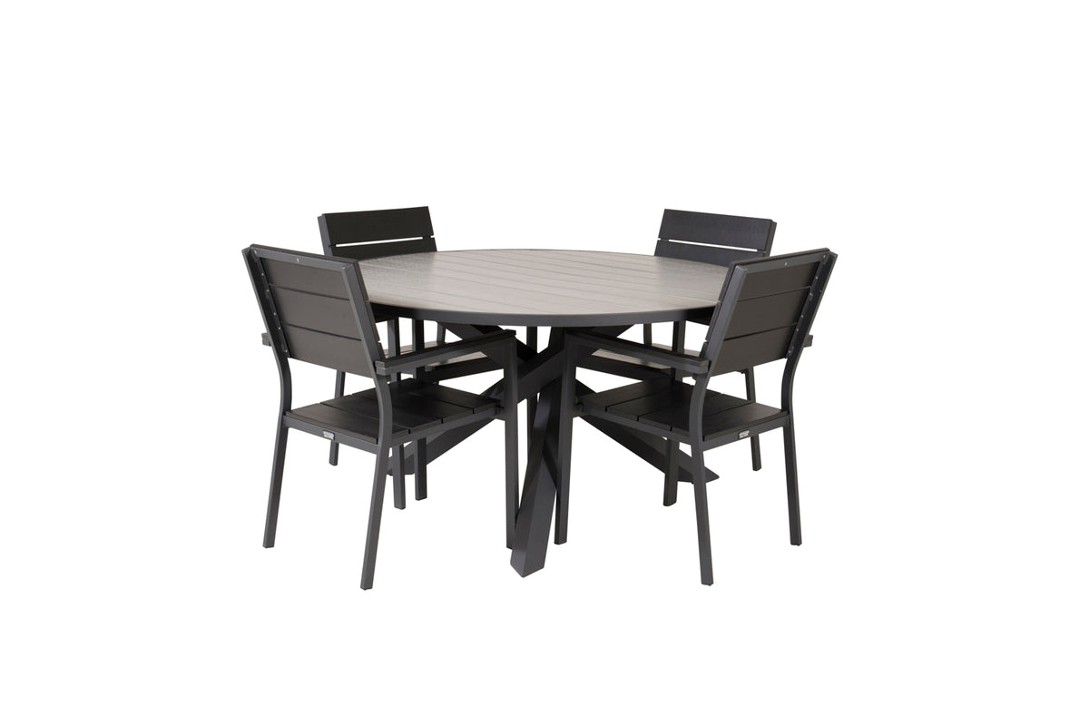 Dining Set Black Dark Grey
