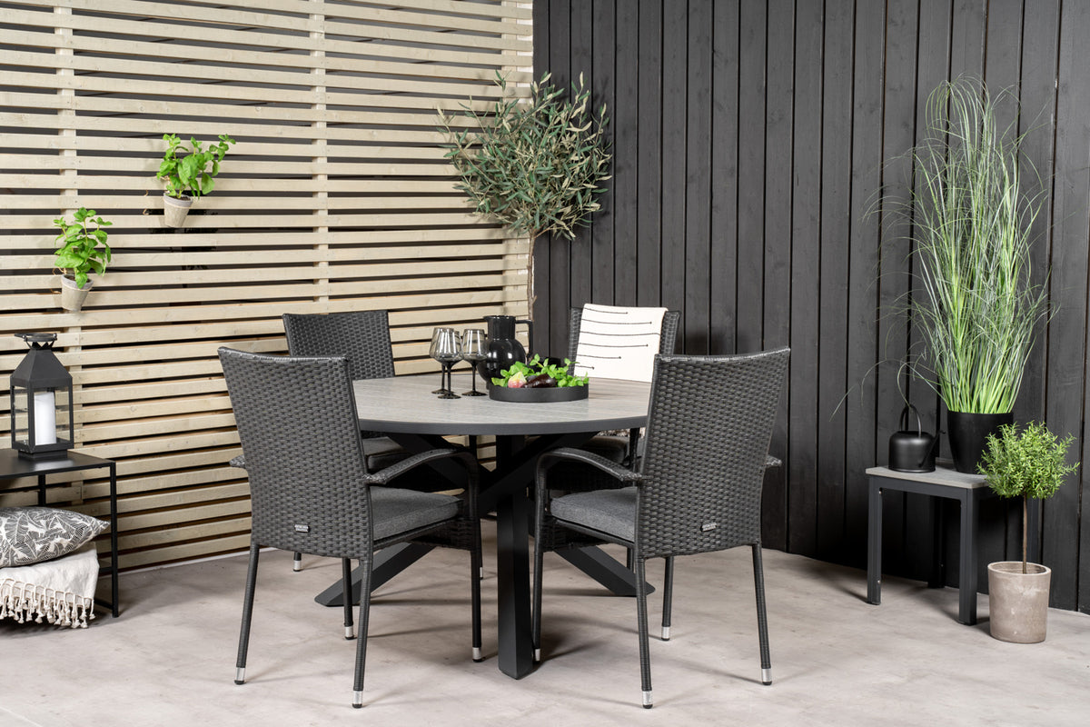 Dining Set Black Dark Grey