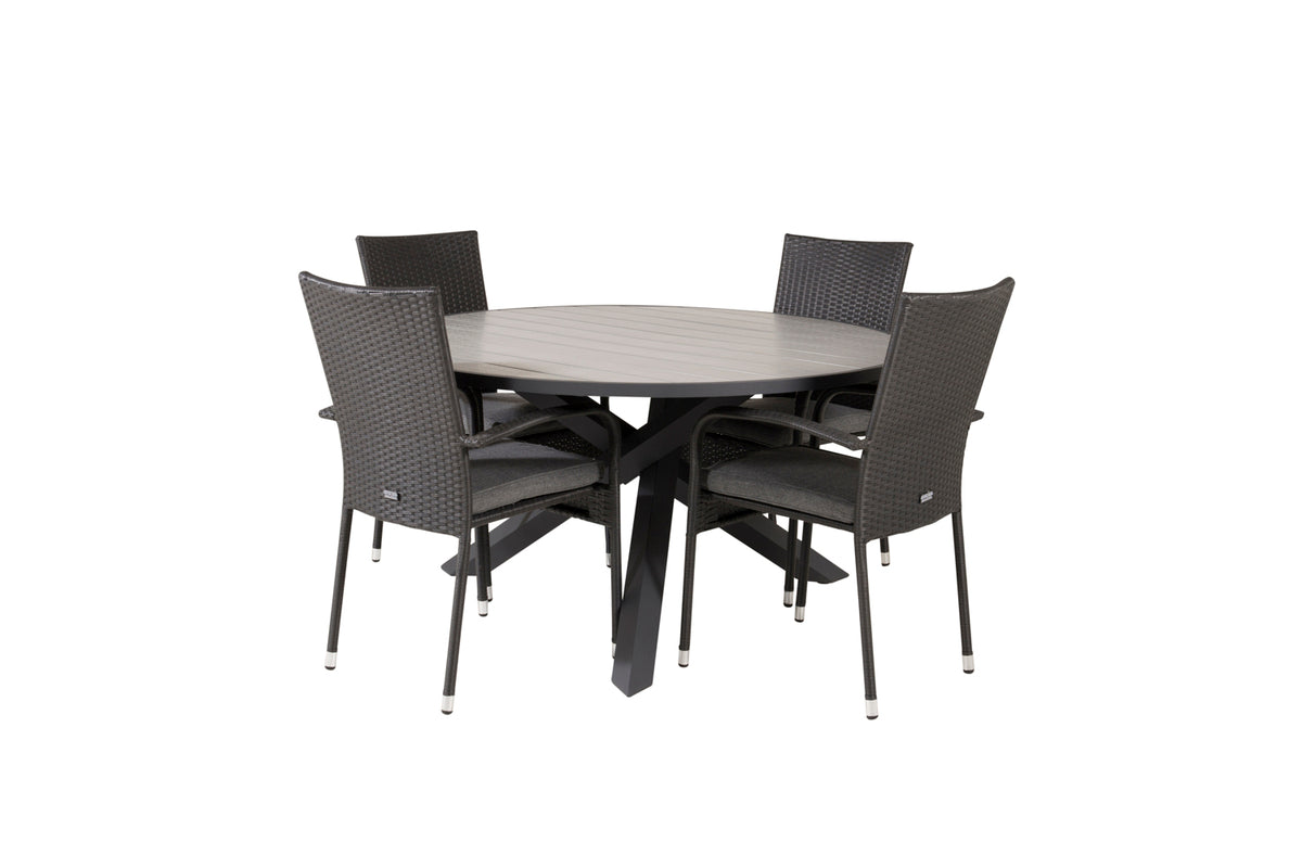 Dining Set Black Dark Grey