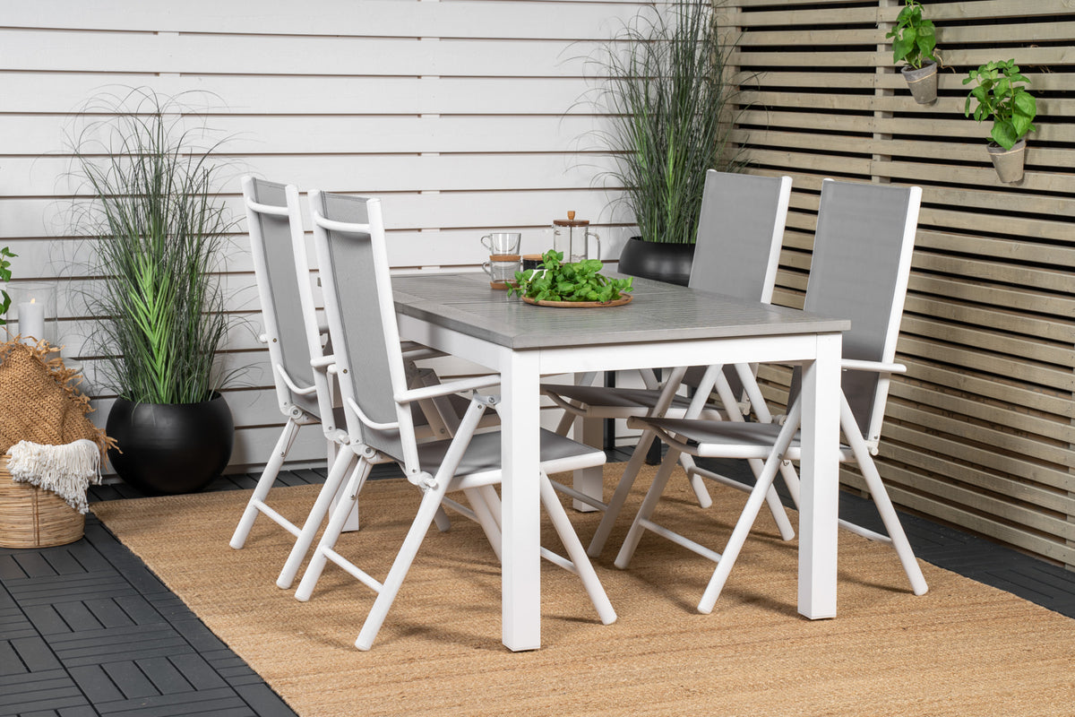 Rectangular Dining Table 74 x 152 x 90 White + Position Chair 2-pack Grey