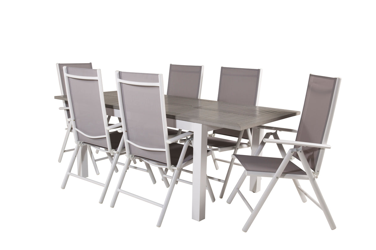 Rectangular Dining Table 74 x 152 x 90 White + Position Chair 2-pack Grey