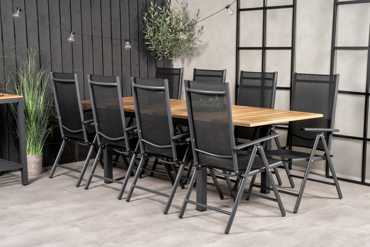 Rectangular Dining Table 75 x 160 x 90 Black + Position Chair 2-pack Black