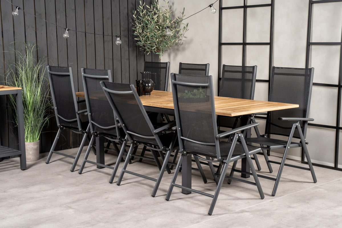 Rectangular Dining Table 75 x 160 x 90 Black + Position Chair 2-pack Black