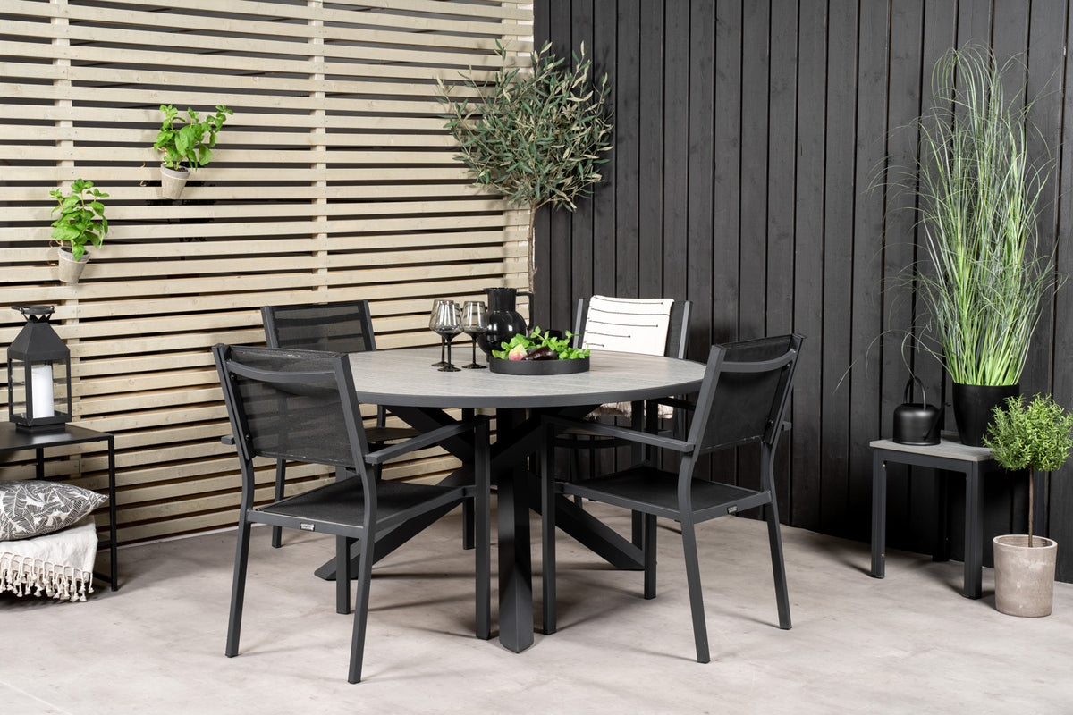 Dining Set Black Dark Grey