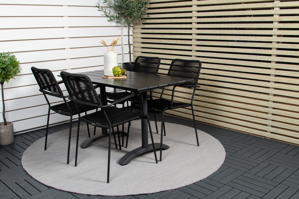 Rectangular Dining Table 74 x 120 x 70 Black + Dining Chair 2-pack Black