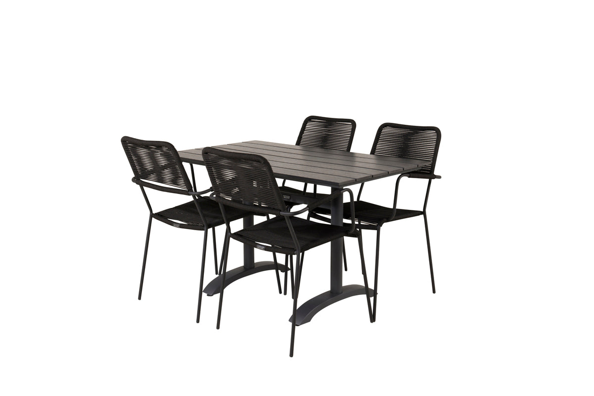 Rectangular Dining Table 74 x 120 x 70 Black + Dining Chair 2-pack Black
