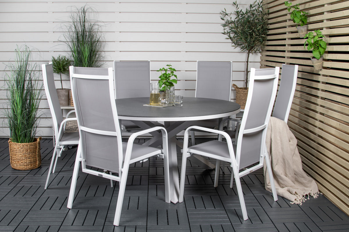 Recliner Chair 2-pack Grey + Round Dining Table ø140 Grey