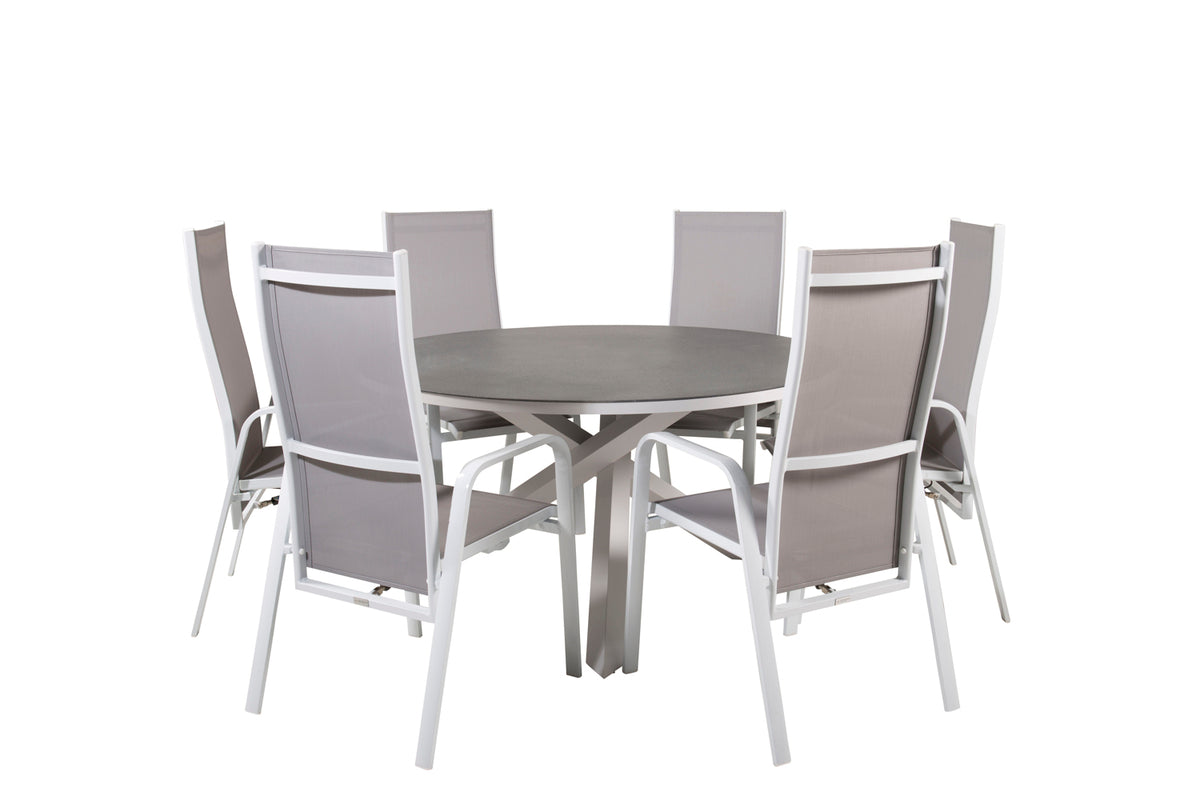 Recliner Chair 2-pack Grey + Round Dining Table ø140 Grey