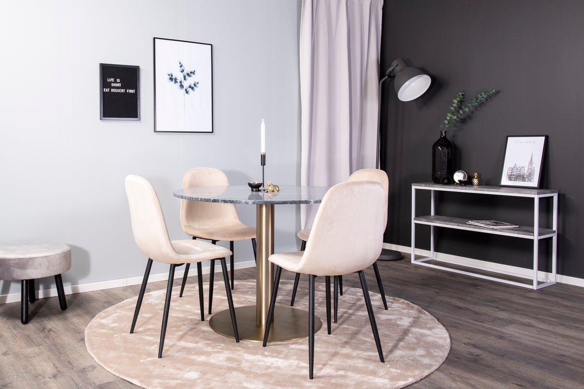 Dining Chair 2-pack Beige + Round Dining Table ø106 Dark Grey