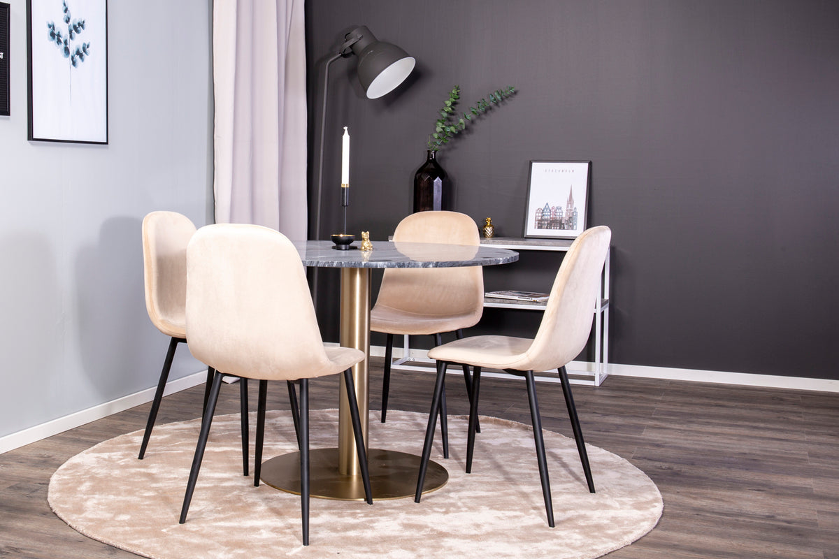 Dining Chair 2-pack Beige + Round Dining Table ø106 Dark Grey