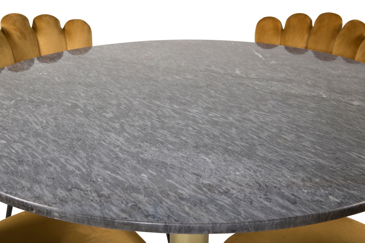 Dining Chair 2-pack Yellow + Round Dining Table ø106 Dark Grey
