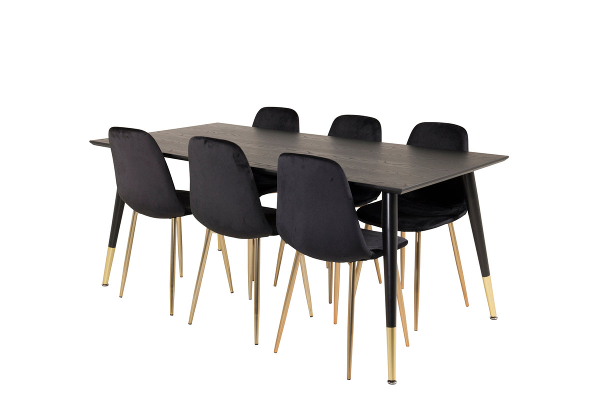 Rectangular Dining Table 180 x 75 x 90 Black + Dining Chair 2-pack Black