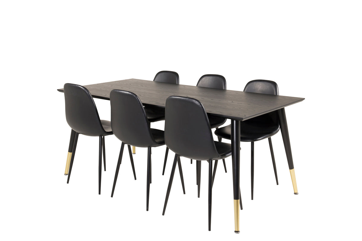 Rectangular Dining Table 180 x 75 x 90 Black + Dining Chair 2-pack Black