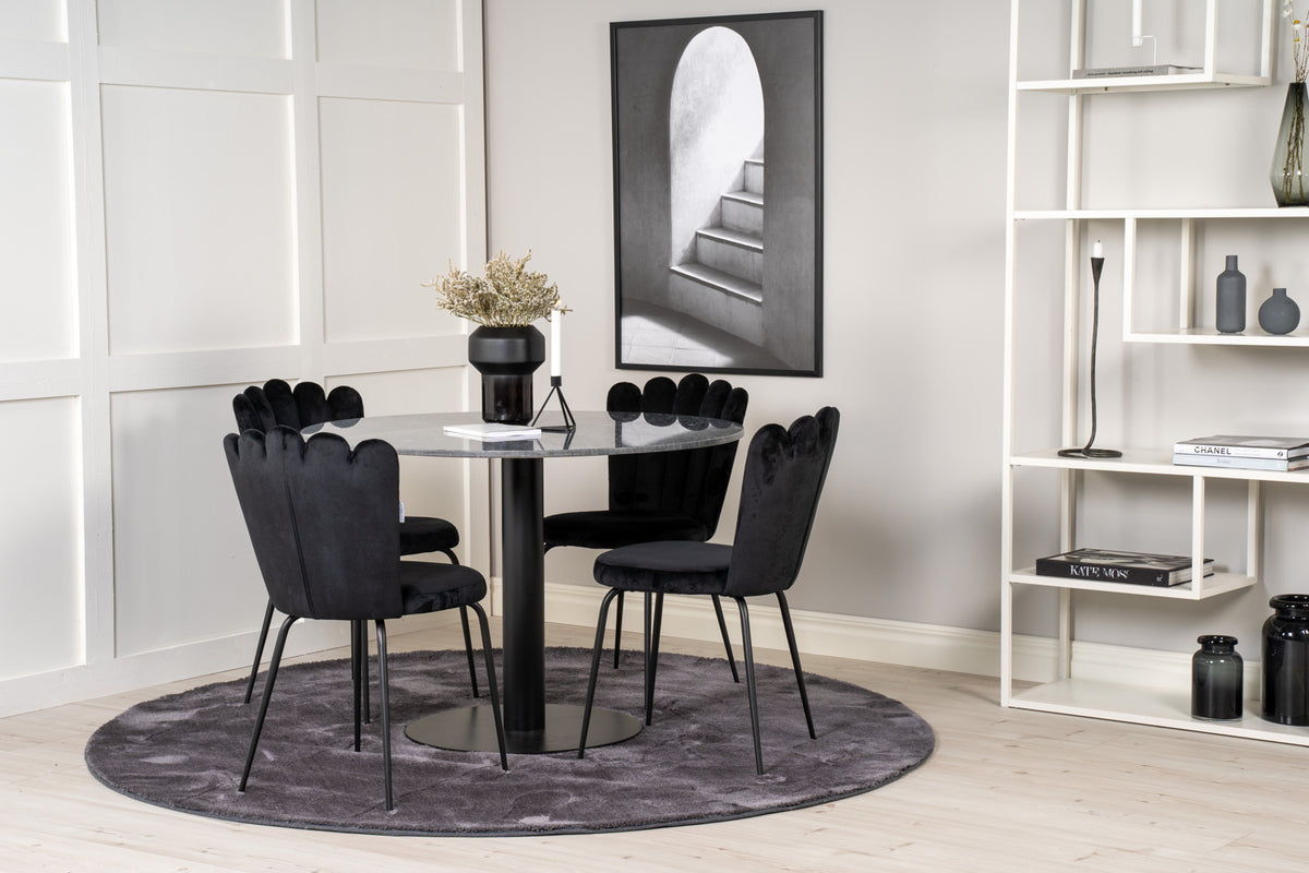 Dining Chair 2-pack Black + Round Dining Table ø106 Dark Grey