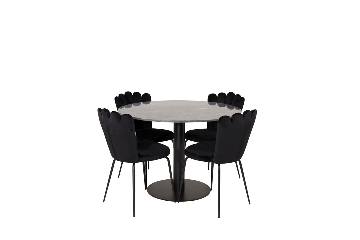 Dining Chair 2-pack Black + Round Dining Table ø106 Dark Grey