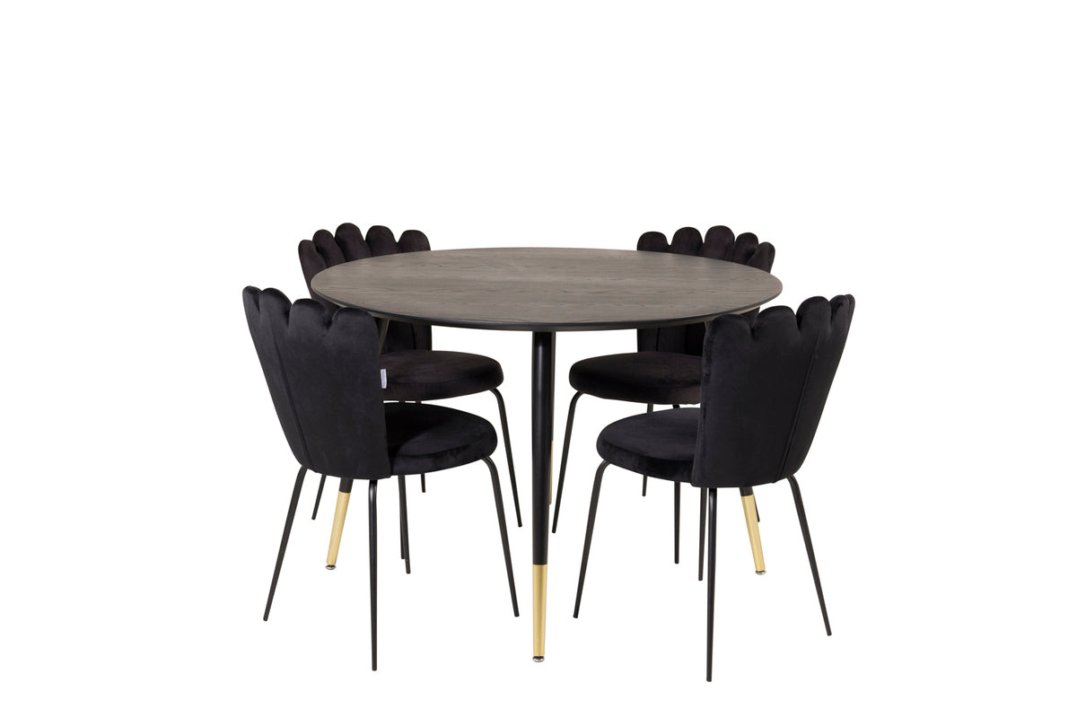 Dining Chair 2-pack Black + Round Dining Table ø115 Black