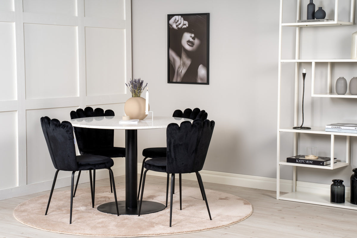 Dining Chair 2-pack Black + Round Dining Table ø106 White