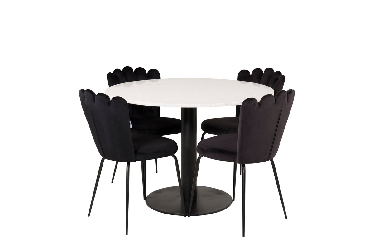 Dining Chair 2-pack Black + Round Dining Table ø106 White