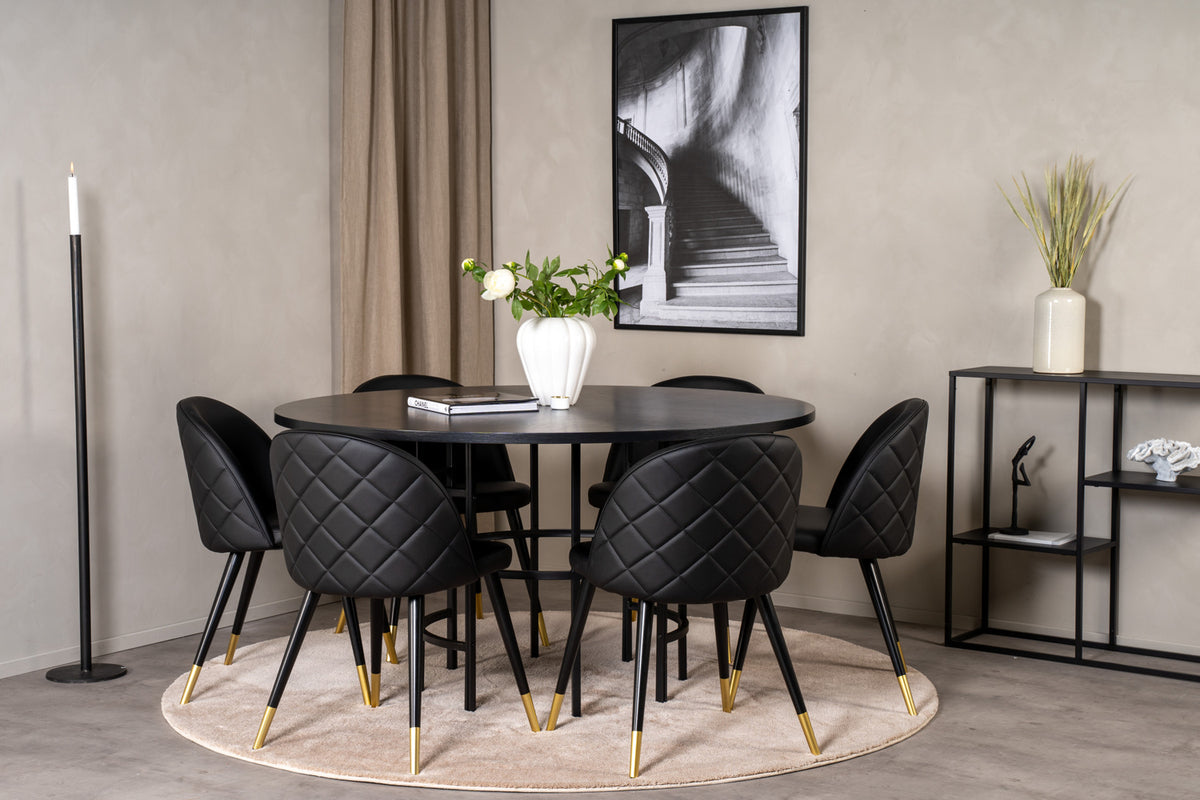 Round Dining Table ø140 Black + Dining Chair 2-pack Black