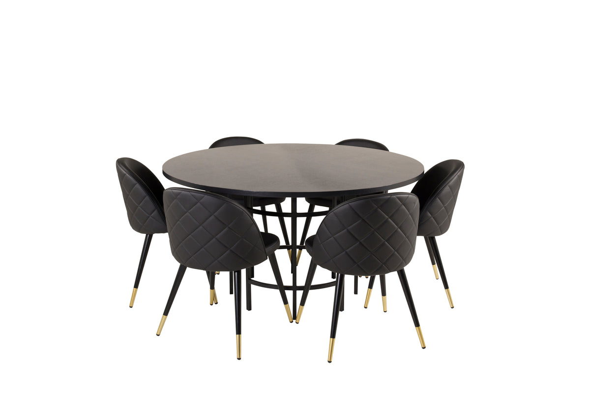Round Dining Table ø140 Black + Dining Chair 2-pack Black