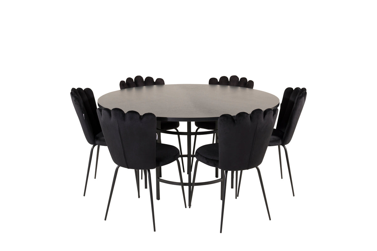 Dining Chair 2-pack Black + Round Dining Table ø140 Black