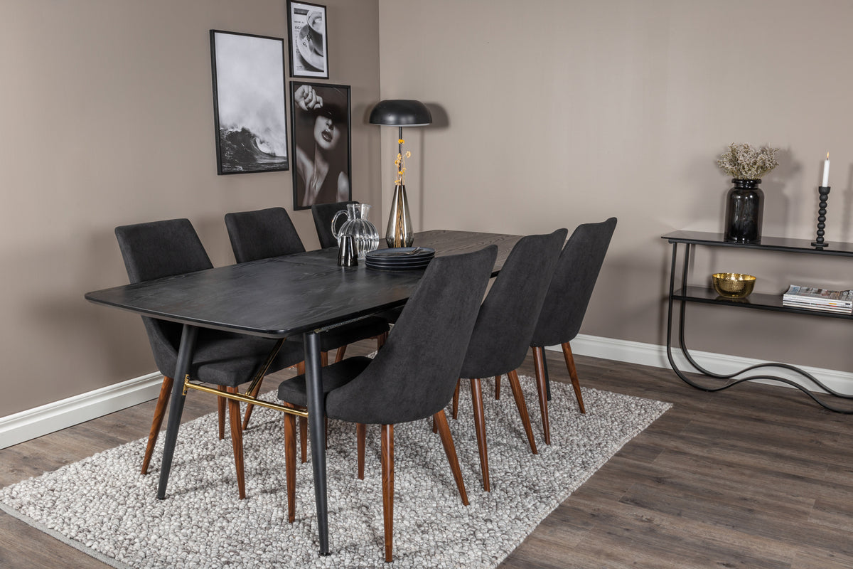 Rectangular Dining Table 180 x 75 x 85 Black + Dining Chair 2-pack Black