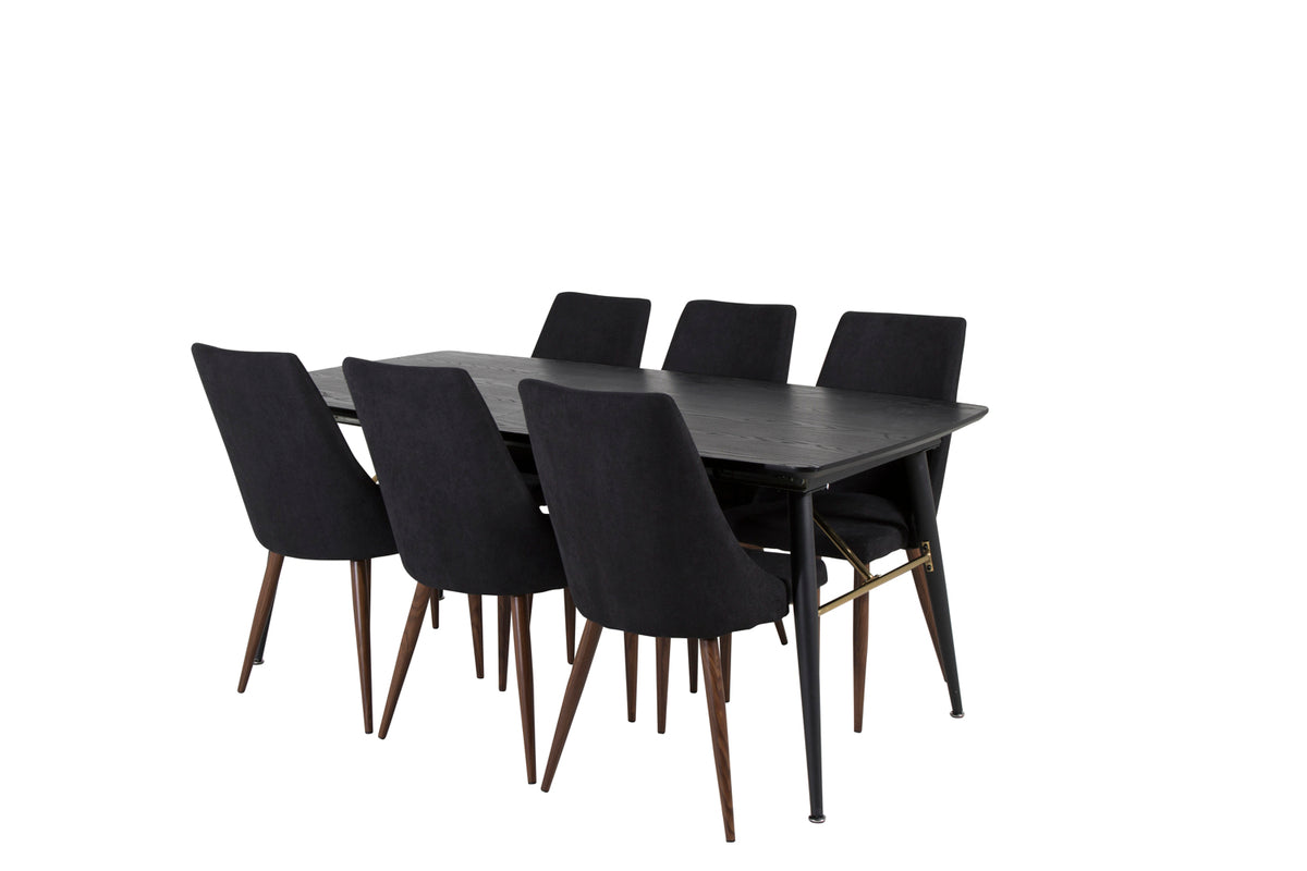 Rectangular Dining Table 180 x 75 x 85 Black + Dining Chair 2-pack Black
