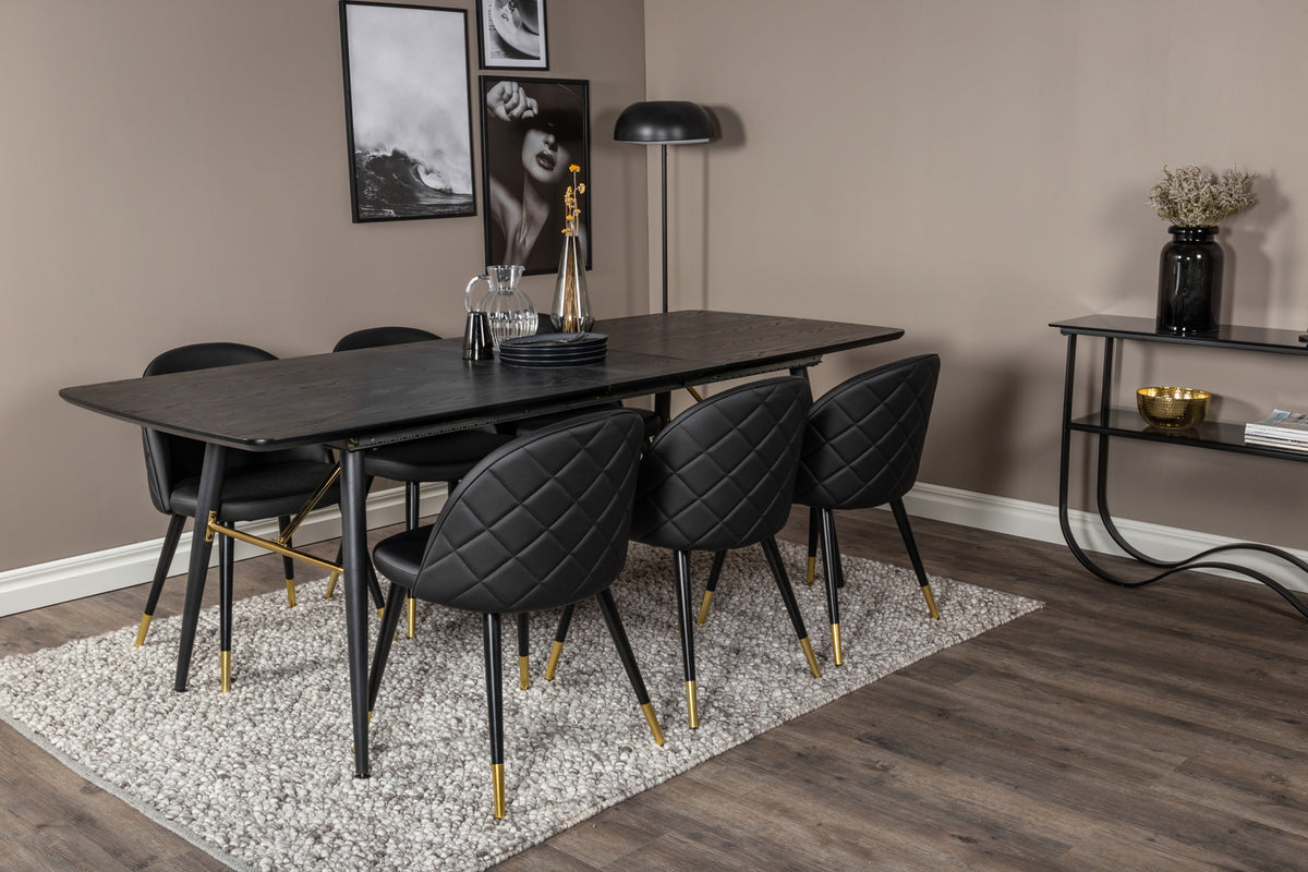 Rectangular Dining Table 180 x 75 x 85 Black + Dining Chair 2-pack Black