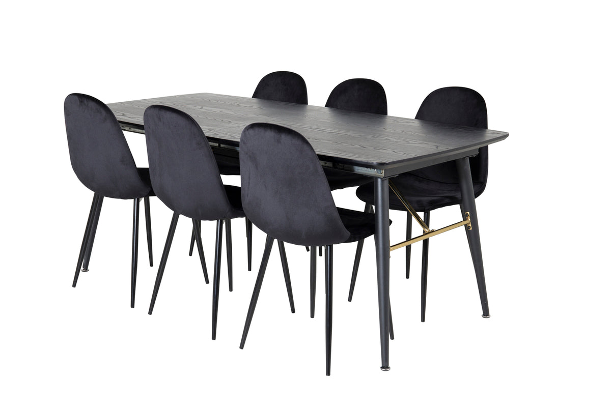 Rectangular Dining Table 180 x 75 x 85 Black + Dining Chair 2-pack Black