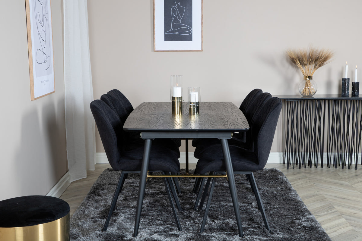 Rectangular Dining Table 180 x 75 x 85 Black + Dining Chair 2-pack Black
