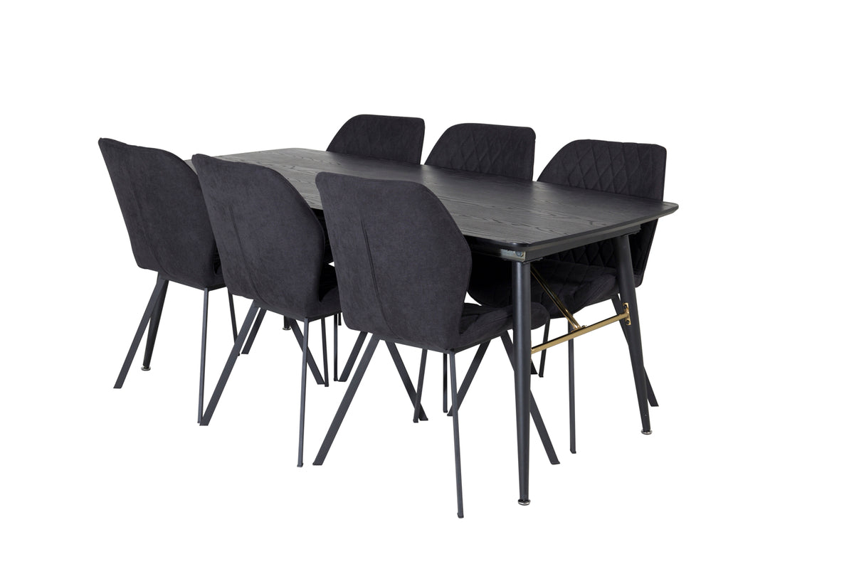 Rectangular Dining Table 180 x 75 x 85 Black + Dining Chair 2-pack Black