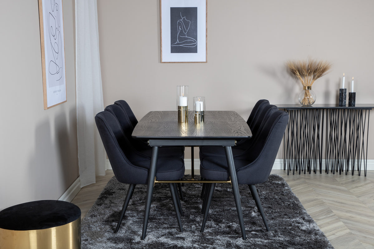 Rectangular Dining Table 180 x 75 x 85 Black + Dining Chair 2-pack Black