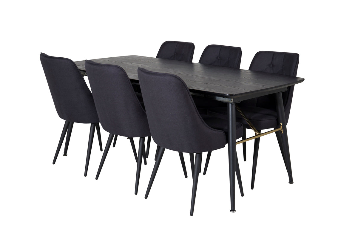 Rectangular Dining Table 180 x 75 x 85 Black + Dining Chair 2-pack Black