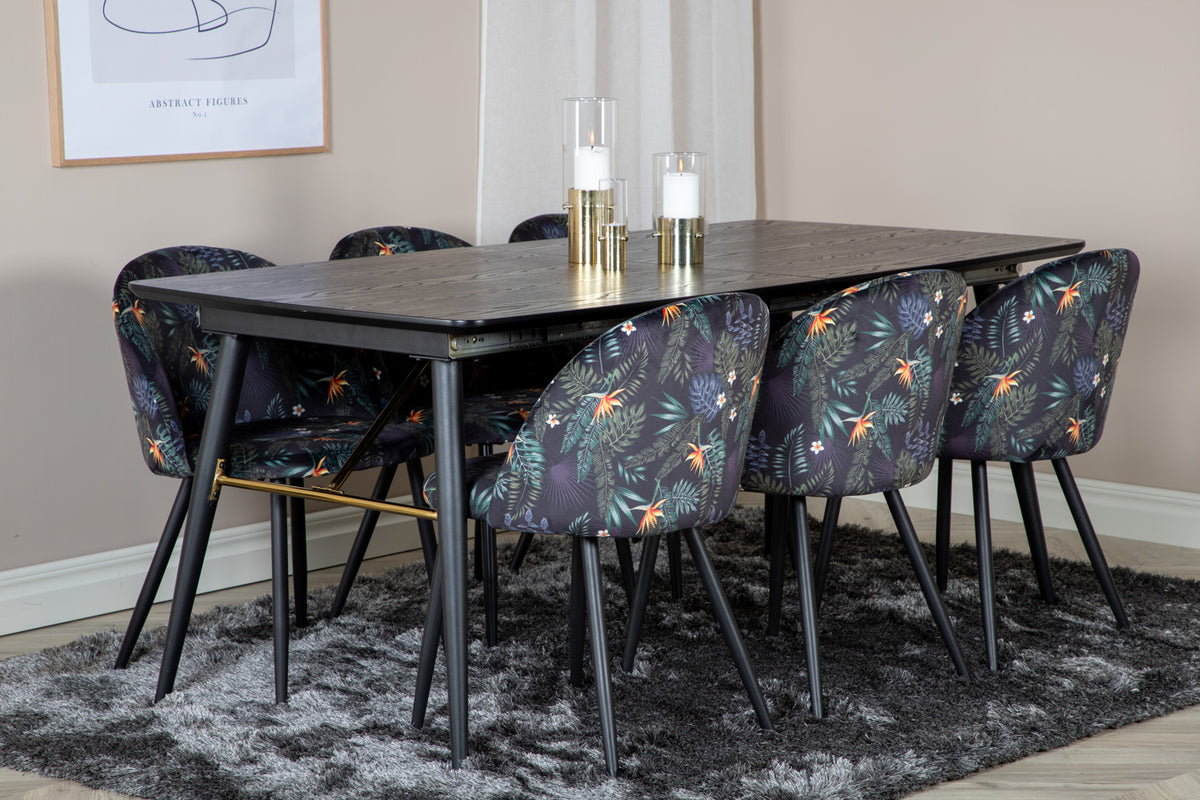 Rectangular Dining Table 180 x 75 x 85 Black + Dining Chair 2-pack Black