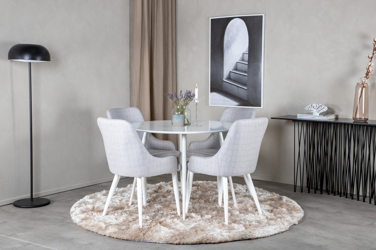 Dining Chair 2-pack Grey + Round Dining Table ø100 White