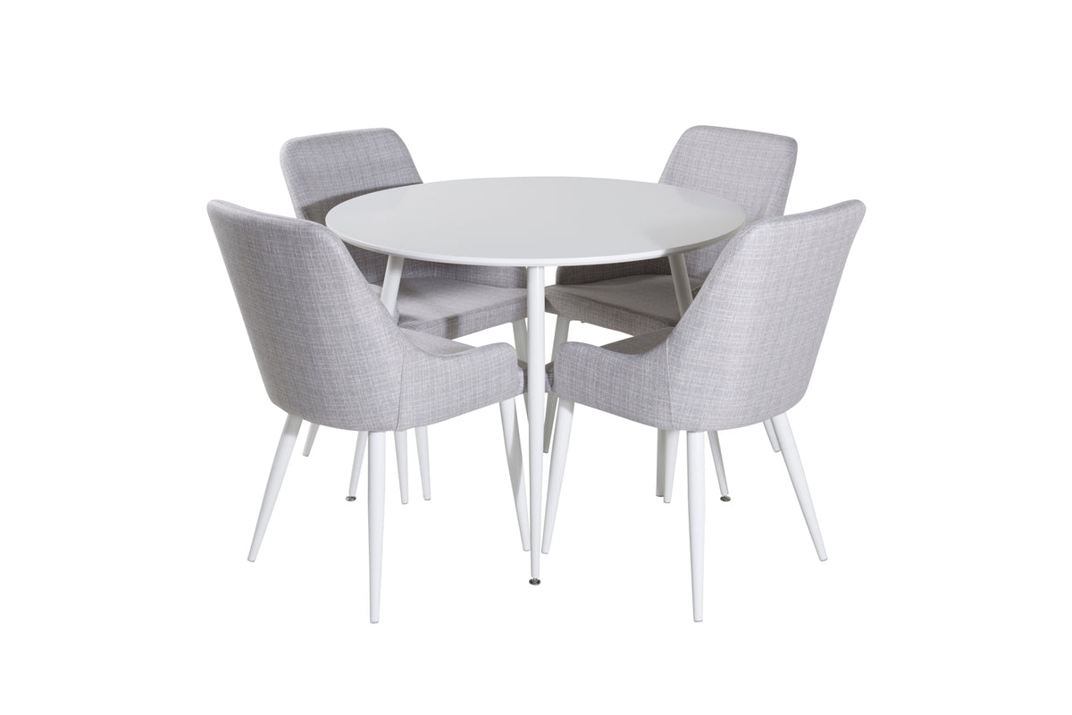 Dining Chair 2-pack Grey + Round Dining Table ø100 White